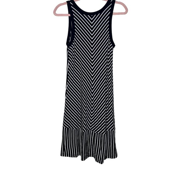 Cabi XS Striped Sleeveless Midi Dress Stretch Comfy Tiered Office Workwear Party - Picture 5 of 11